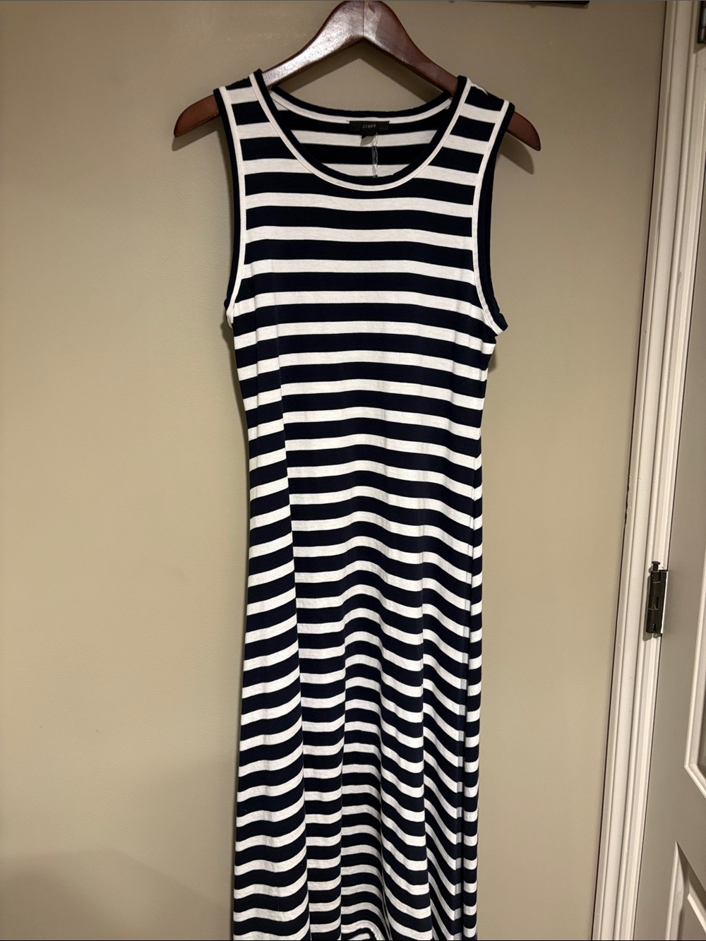 J. Crew Navy and White Striped Sleeveless Maxi Dress